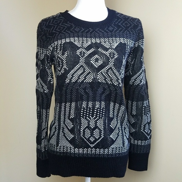 J Crew Mixed Stitch blanket sweater sz XS aztec - Picture 2 of 8